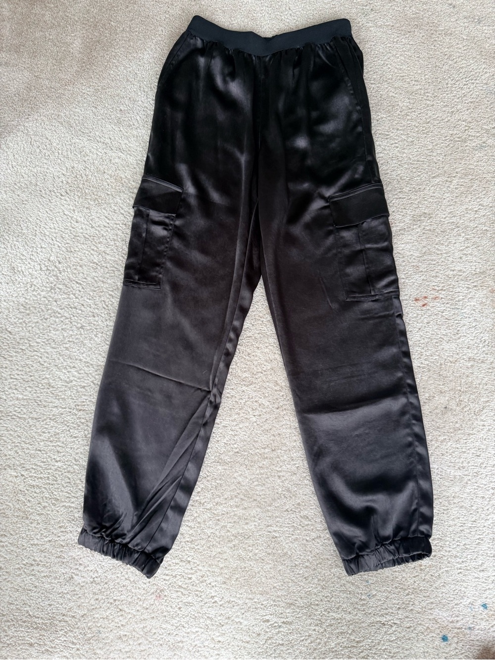 Sanctuary Black Satin Cargo Joggers